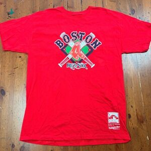 Mitchell Ness Boston Red Sox Cooperstown Collection Red T Shirt Men's‎ L